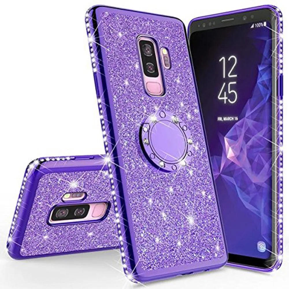 

For Samsung Galaxy Note 8 S7 S9 Plus Bling Glitter Stand Diamond Slim Case Cover