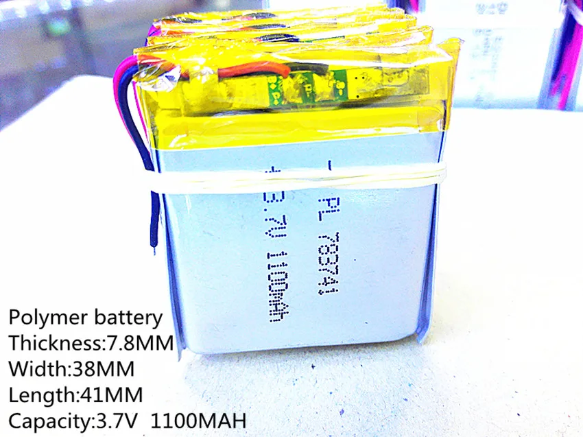

1pcs Polymer battery 1100 mah 3.7 V 783841 smart home MP3 speakers Li-ion battery for dvr,GPS,mp3,mp4,cell phone,speaker