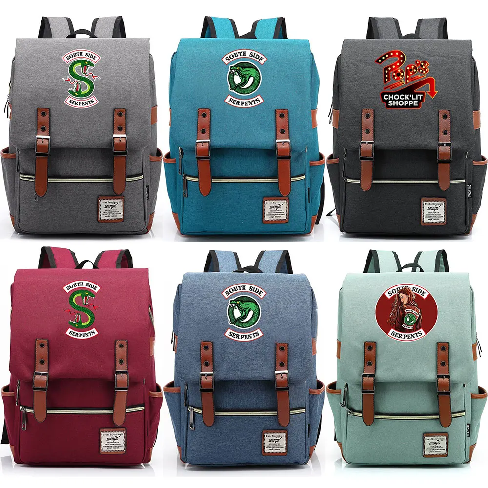 

Snake pop's chock'lit shoppe Riverdale Boy Girl Student School bag Teenagers Schoolbags Canvas Women Bagpack Men Belt Backpack