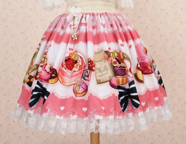 Английская Высокая чайная юбка, кружевные плиссированные юбки больших размеров с изображением Алисы в стране чудес, милые розовые юбки принцессы в стиле Лолиты