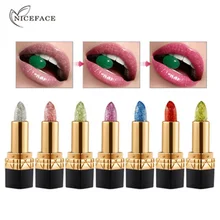 NICEFACE Марка алмаз обесцвечивание желе Губная помада длительный увлажняющий Сияющий Водонепроницаемый прозрачный Губная помада косметический