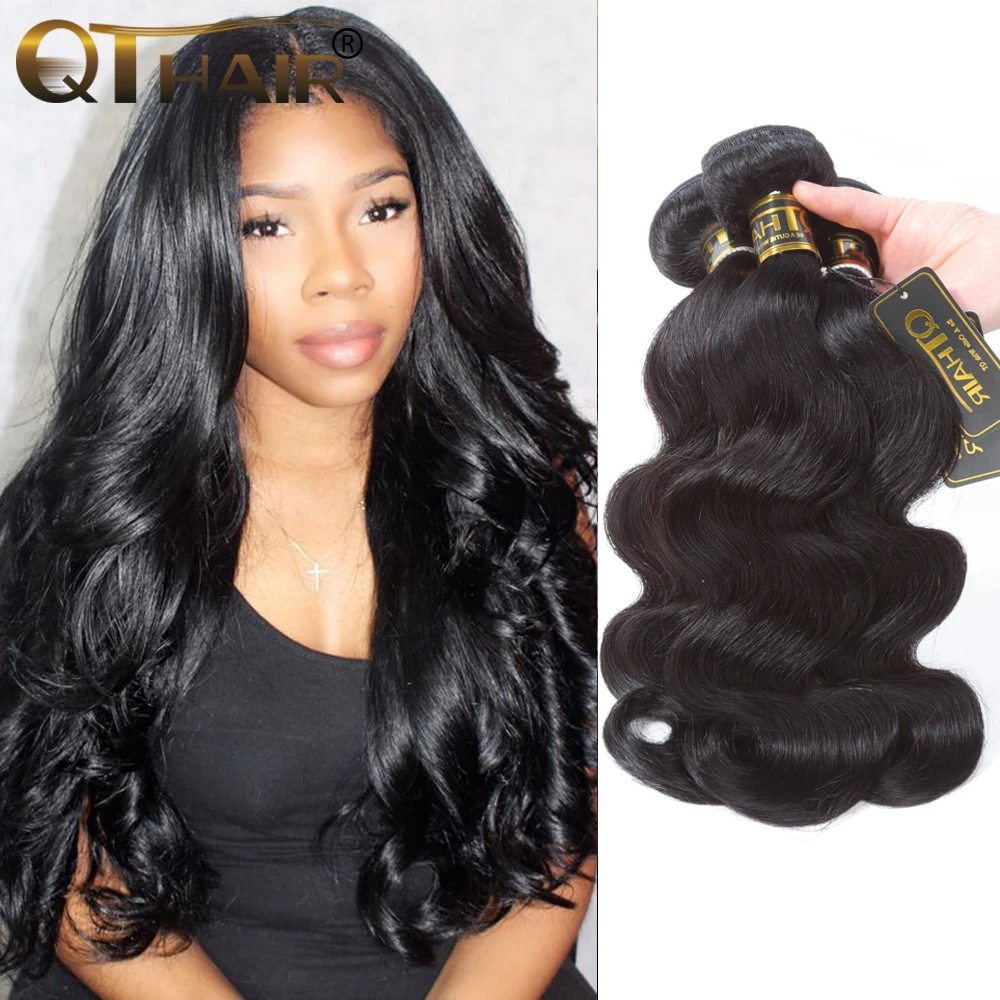 

Indian Hair Body Wave Bundles 100% Human Hair Bundles Weave Indian Body Wave Remy Hair Extensions Weave 8-28 inch QT Hair
