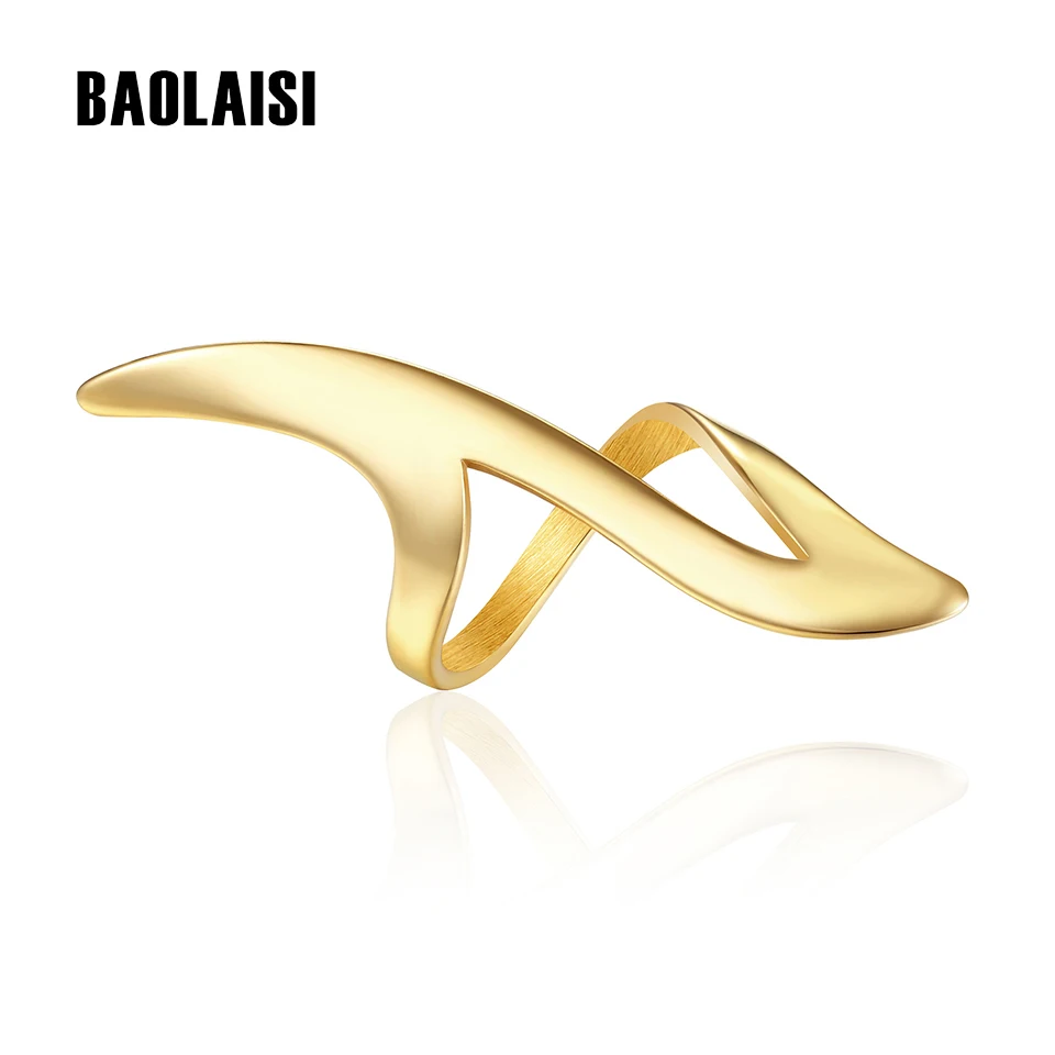

BAOLAISI Fashion Party Ring For Women Hyperbole Gold Sliver Color Ring Zircon CZ Stone 316l Stainless Steel Finger Jewelry