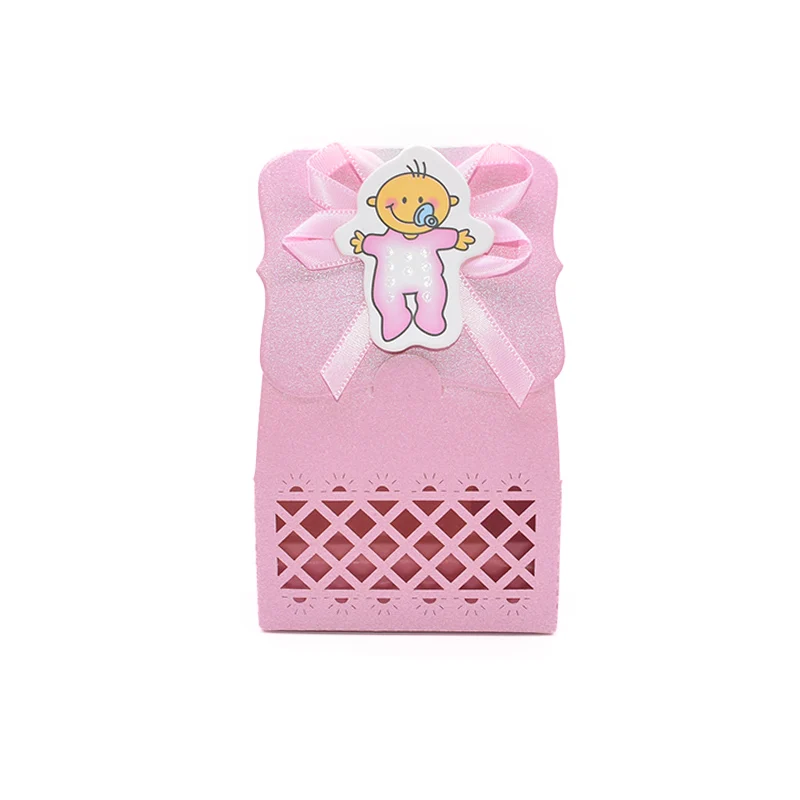 Pink baby 12 шт. Милая Подарочная коробка для душа для малышей, коробка для конфет для мальчиков и девочек, Подарочная сумка для вечеринки в честь Дня рождения, вечерние принадлежности - Цвет: Pink baby