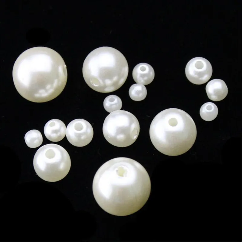 3 Styles, No Hole/Half Hole ABS Acrylic imitate Pearl Spacer Ball Round