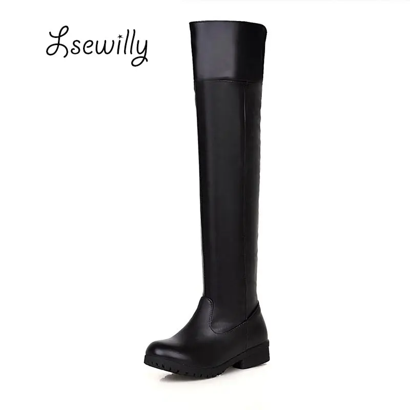 

Lsewilly 2016 Winter New Fashion Women Flat Boots Plus Size 34-48 Women's Knights Boots Attack On Titan Cosplay Long Boots ty162