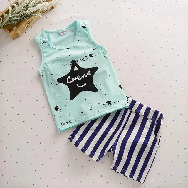 Newborn Summer baby boys clothes set New Star Shirts Shorts Cotton for Kids 3