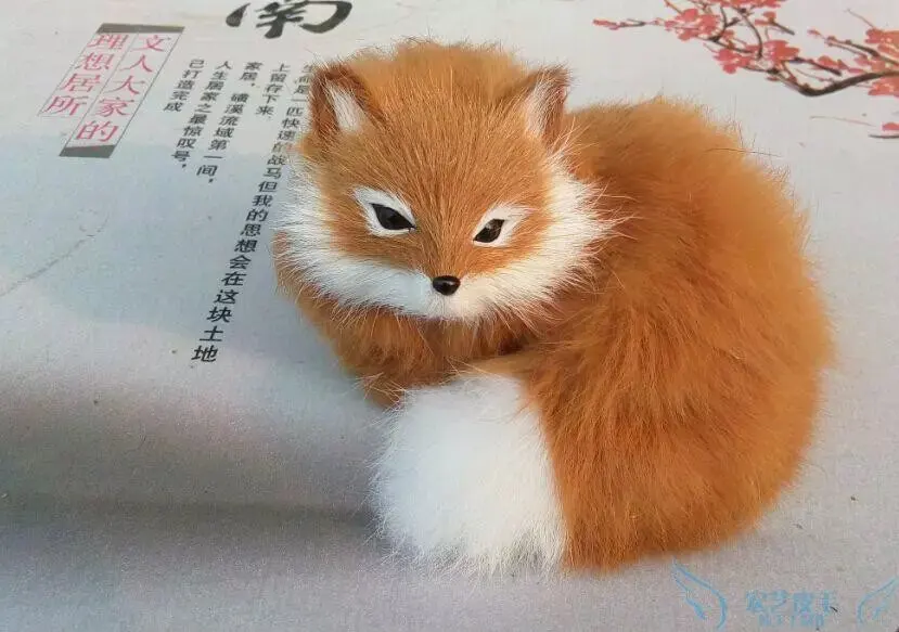 

13x12cm simulation brown fox hard model,polyethylene&fur fox toy home decoration Xmas gift 0475