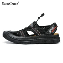 SusuGrace/Мужская дышащая летняя непромокаемая обувь; резиновые сандалии; быстросохнущие пляжные сандалии с сеткой; Мужская Уличная Летняя обувь с носком