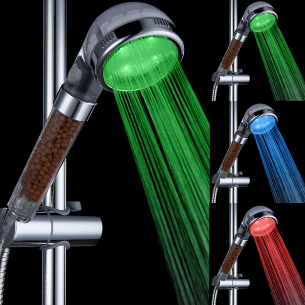 

6 LED Temperature Control 3 Color Alternating Luminous Shower Head Sprinkler
