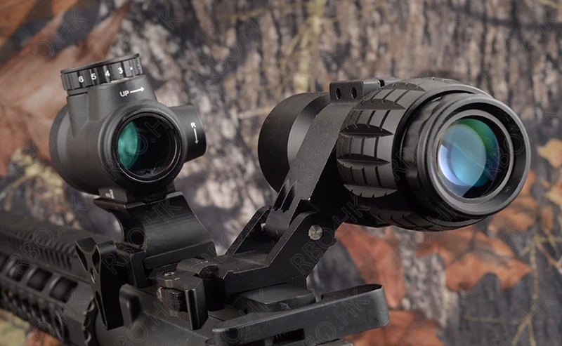 Тактический AR 15 AK 47 74 голографический 1x Красный точка зрения прицел 3x лупа Пикатинни Боковое крепление Охота Стрельба черный M9443