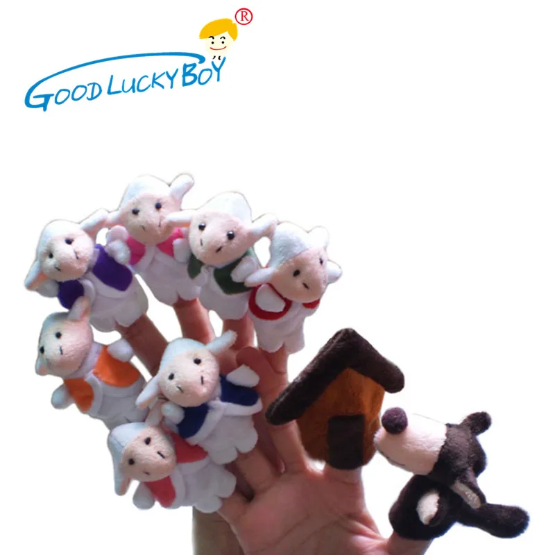 

10PCS / Fairy Tale Wolf And The Seven Little Goats Finger Puppet Doll Baby Child Storytelling Early Childhood Educational Toys