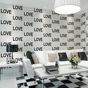 

Embossed Flocking Black LOVE English Alphabets 3d Wallpaper Rolls for Living Room Sofa Background 3d wall paper Mural 3d Sticker