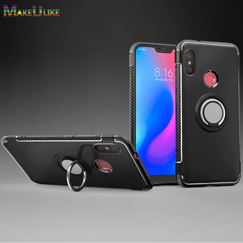 

MAKEULIKE Kickstand Back Case For Xiaomi Mi A2 Lite Cover Ring Armor Phone Bags Cases for Xiaomi A2 A2Lite Capinhas