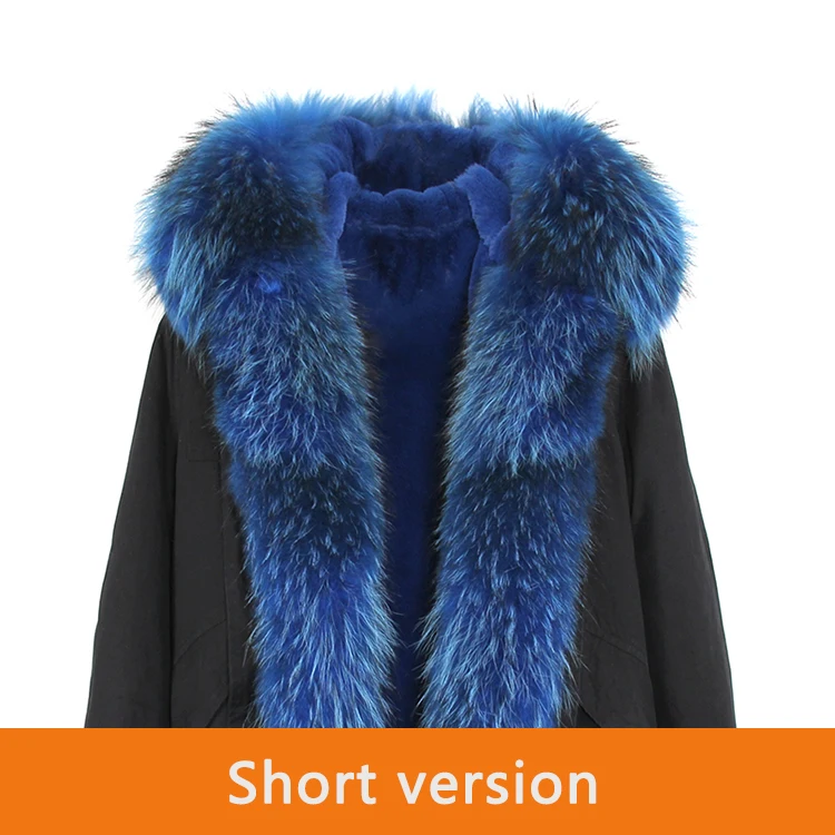 Новое поступление парка женская с мехом брендовые длинные для женщин зимнее пальто натуральный енота меховая куртка роскошный большой съемный воротник куртка с капюшоном - Цвет: short 6