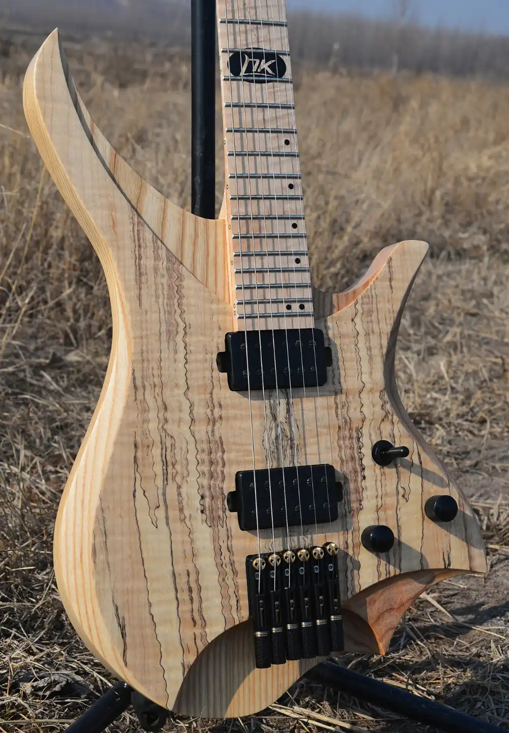 nk headless electric guitar style model red burst color flame