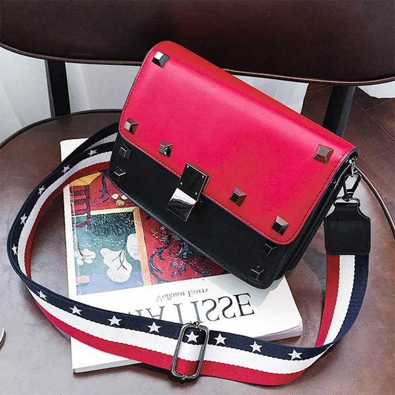 ETAILL High Quality PU font b Leather b font Crossbody Bags Fashion Rivet Design Women Flap