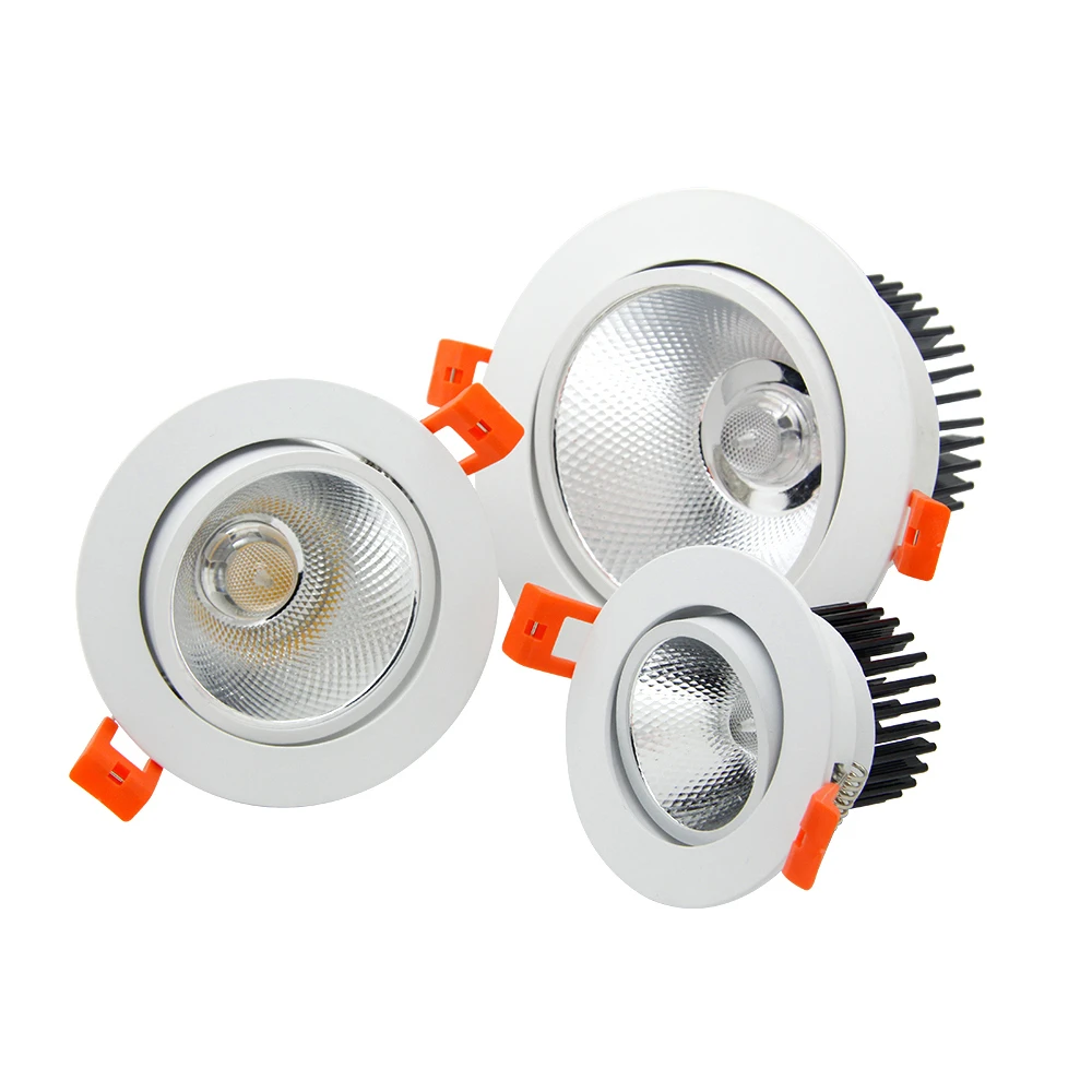[DBF]Angle Adjustable LED Recessed Downlight Dimmable 7W 9W 12W 15W 18W Epistar COB Chip Ceiling Spot Lamp with 110/220V Driver