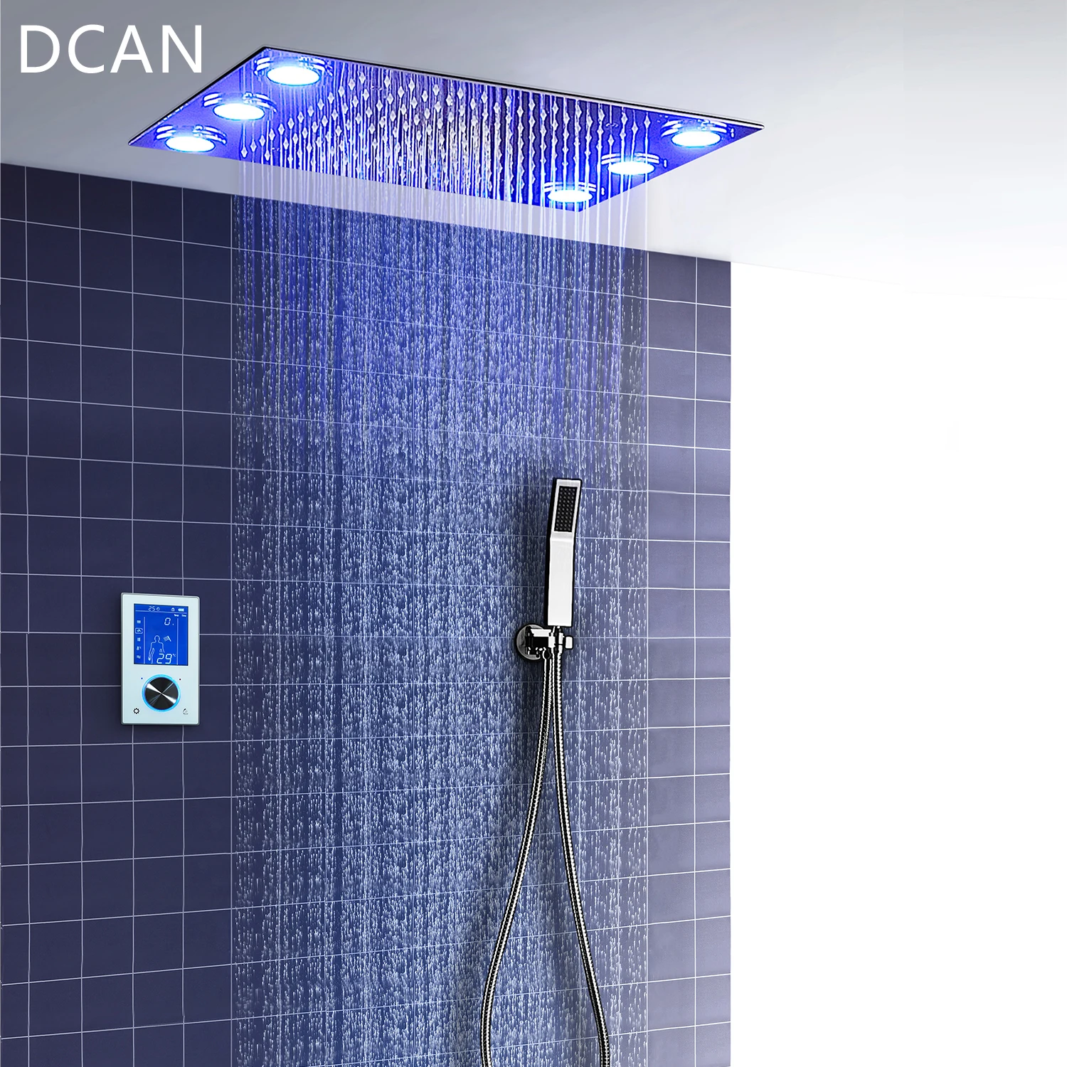

Digital Thermostatic Shower Set Controller Touch Control Panel Modern Luxury European Style SUS304 Rainfall Bathroom LedCeiling