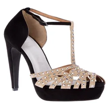 2015 T Damen Schuhe Wildleder Plattform Platz High Heels Peep Toe Strass Sommer Party Damen Sandalen Gewickelt Ferse