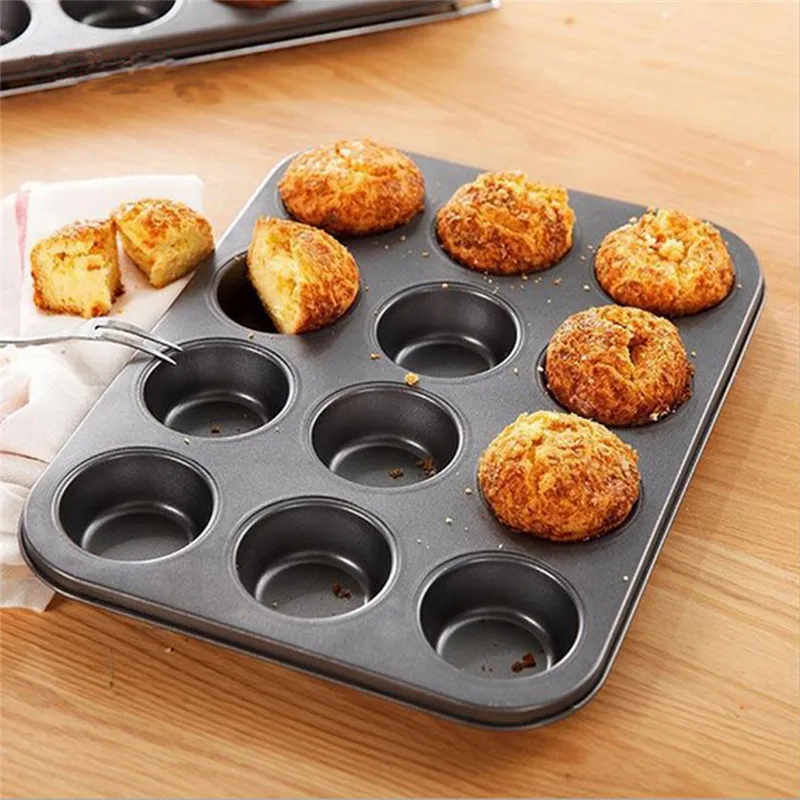 Carbon steel cupcake baking tray,6/12 mini cup cupcake shaped cake pan