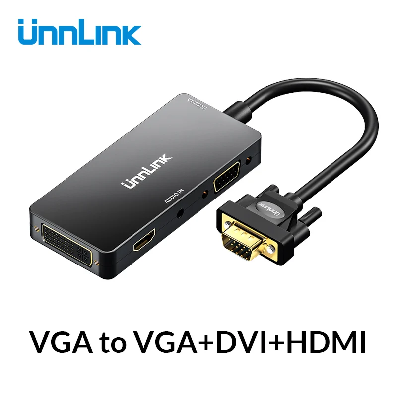 Преобразователь Unnlink VGA HDMI DVI с аудиоадаптером FHD1080P @ 60 Гц для ноутбука компьютера