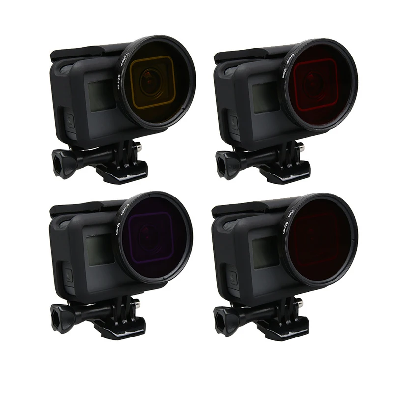 52mm Diving Filter Set Adapter Ring Waterproof lens cap UV CPL Yellow Red Purple Gray orange Filter For Gopro 5 6 Accessories (5)