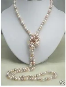 

Free shipping 3 kinds of color white powder purple freshwater pearl necklace sweater chainpearl 48 inches