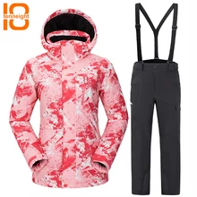 TENNEIGHT Ski Suit Women Warm Waterproof Female Outdoor Skiing Suits Sets Winter Coats Ski jacket+ Pants Snow Clothing