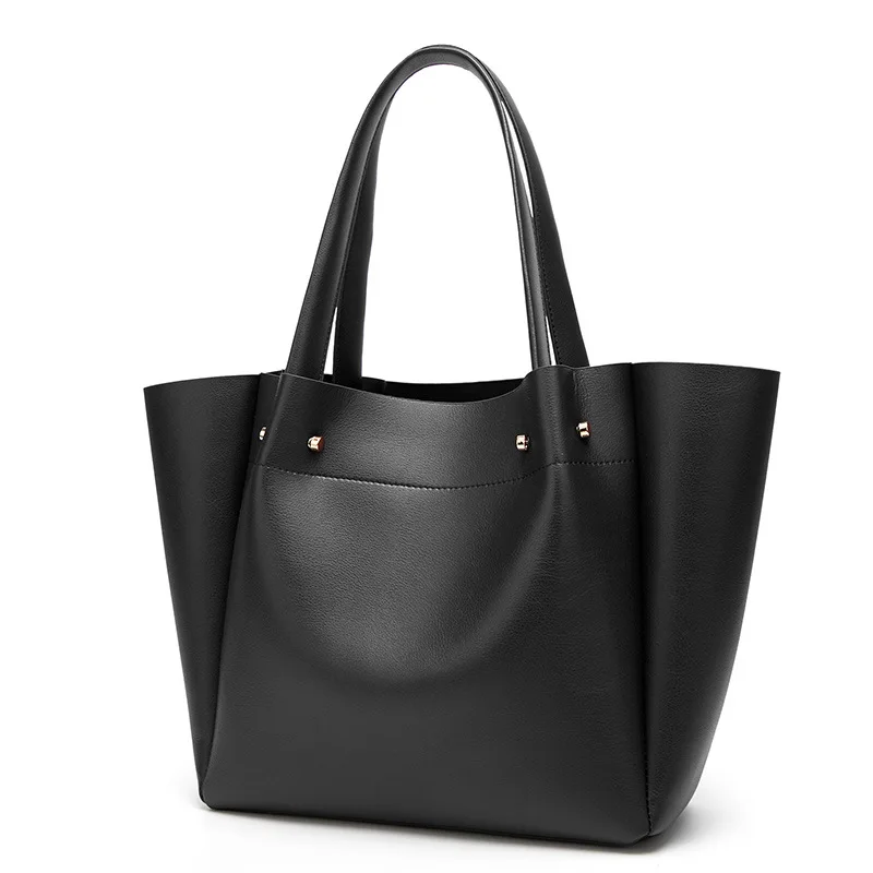 2018 new shoulder bag female Europe and America large capacity ladies bag retro fashion black bag free shipping