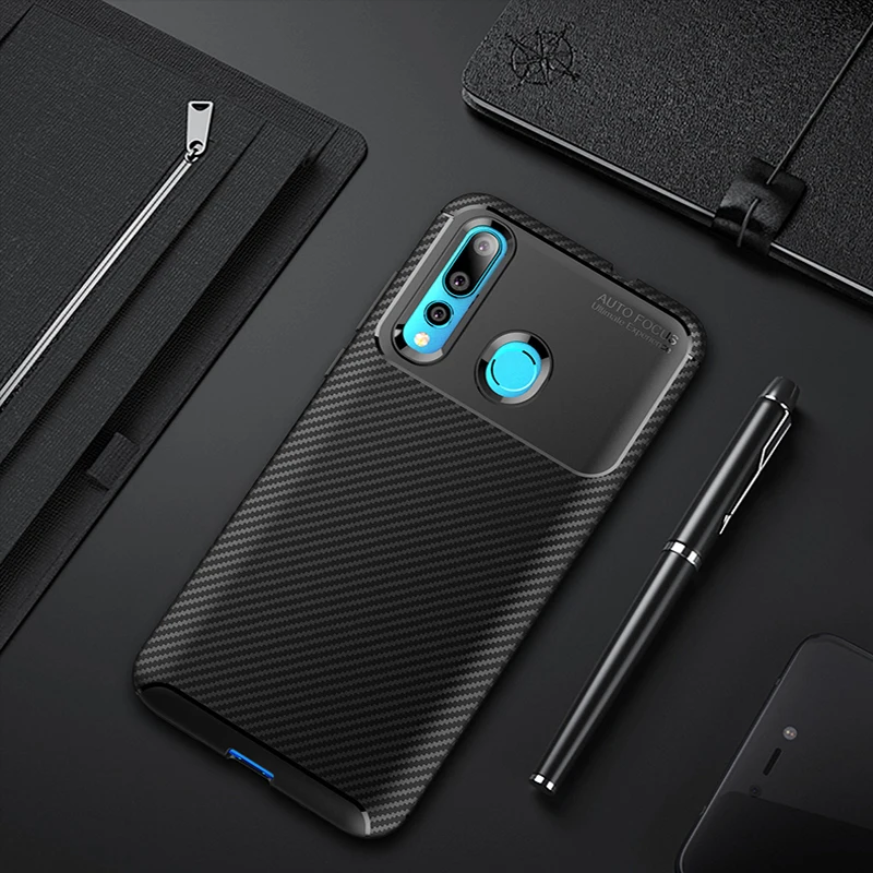 

For Huawei Nova 4 Case Silicone Shell Carbon Fiber ShockProof TPU Case For Huawei Nova 4 High Quality Diamond Grid Design Cover