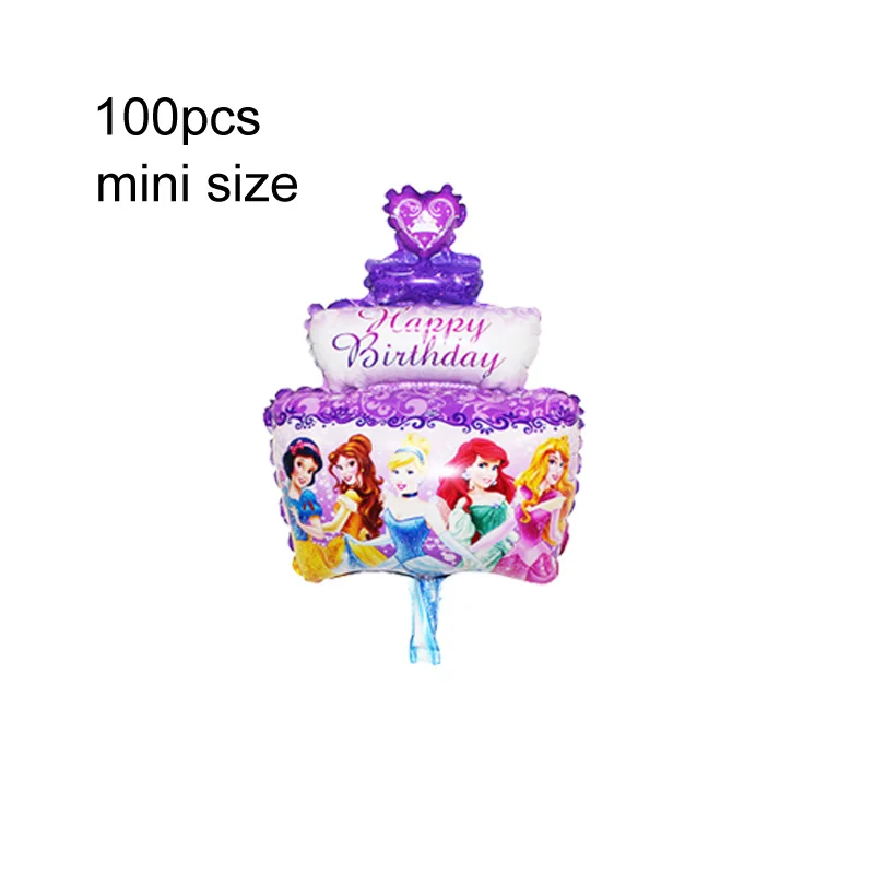 100 шт мини размер принцесса Золушка& Белль& Белоснежка фольга праздничные надувные шары товары для праздника - Цвет: 100pc mini  cake
