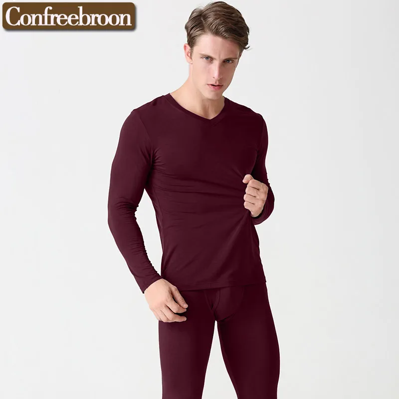 V Neck Men's Thermal Underwear Sets High Capability And Elastic Modal