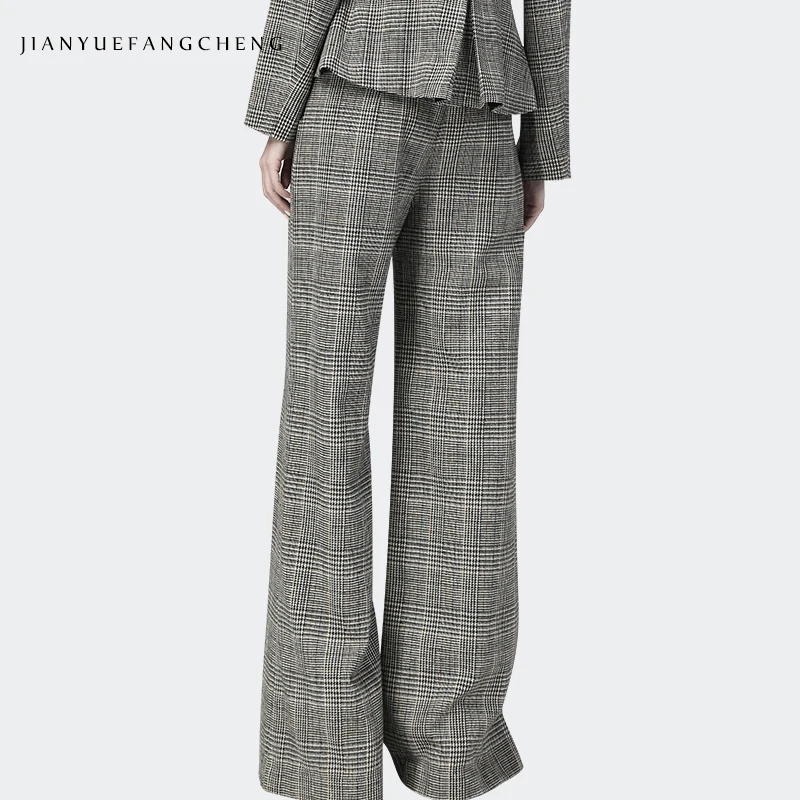 Fashion Wide Leg Ladies Pants 2019 Plus Size Streetwear High Waist Plaid Pants Thick Trousers Women Long Warm Winter Pantalon Fashion Wide Leg Ladies Pants 2019 Plus Size Streetwear High Waist Plaid Pants Thick Trousers Women Long Warm Winter Pantalon