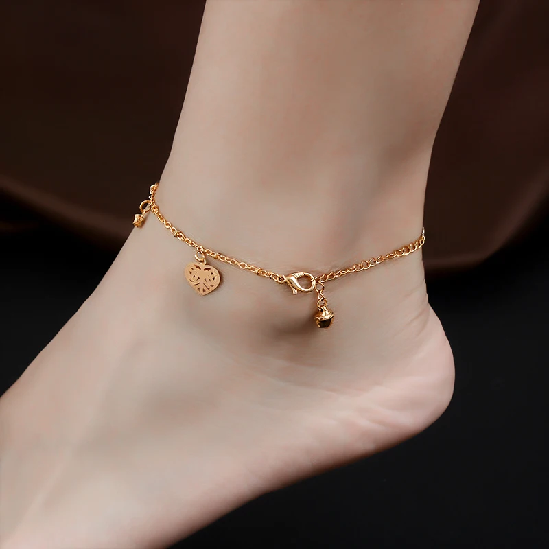 QCOOLJLY женский браслет в форме сердца золотого цвета с кристаллами модные ювелирные изделия для ног