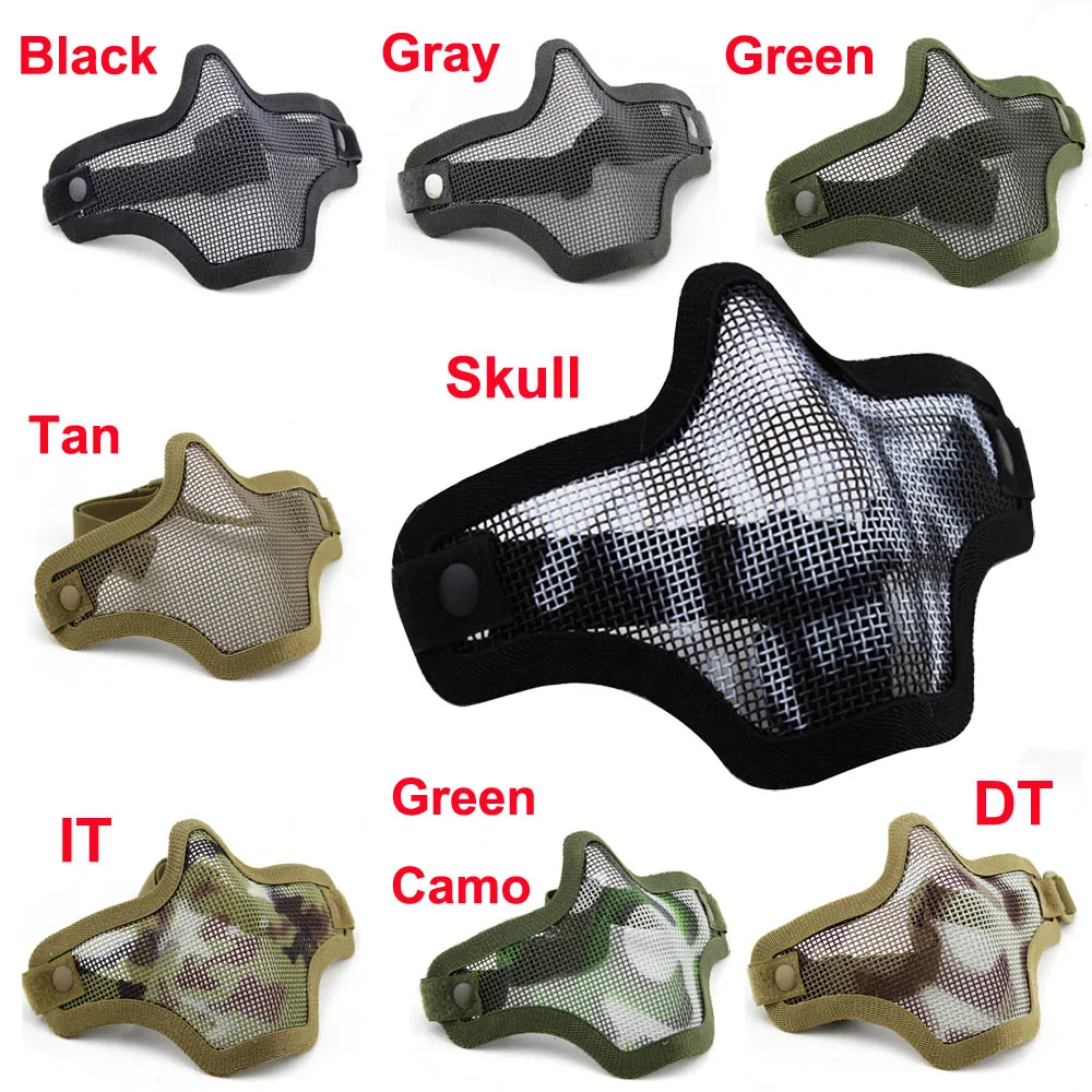 

Half Face Single Belt One Strap Tactical Protective Mask Camo Outdoor CS Wargame Cosplay Hood Airsoft Hunting Army Military Gear