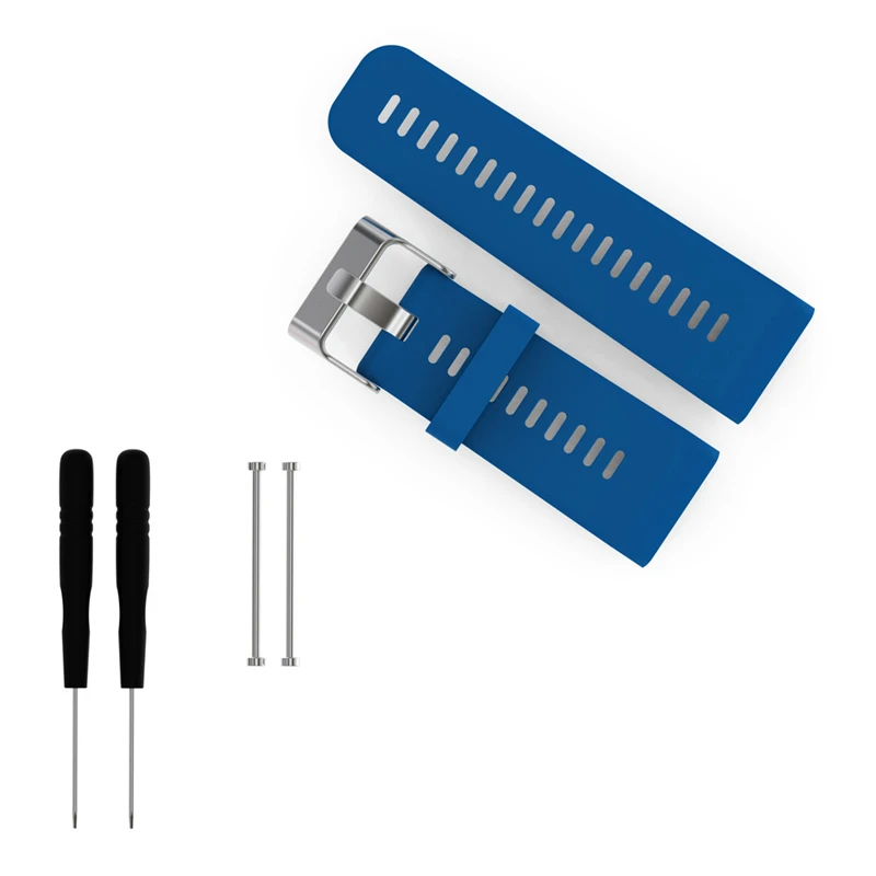 Ouhaobin 170-220 мм Спорт силиконовый ремешок 1 шт. браслет+ 1 шт. инструмент+ 2 шт. разъем для Garmin Vivoactive HR февраля 08 C3 - Цвет: Blue
