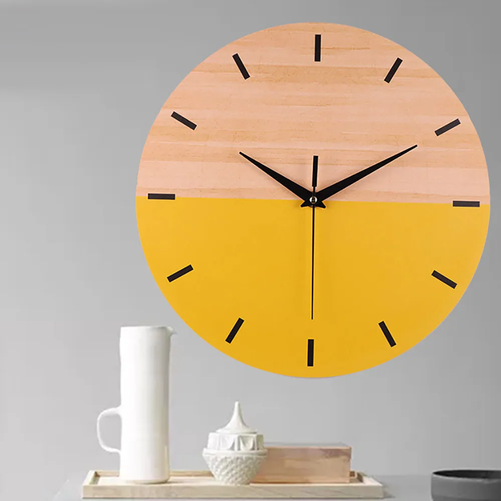 Пластик Silent развертки современный деревянный зерна Креативный часы украшение для дома подарок простые Стильные легко установить небольшой настенные часы