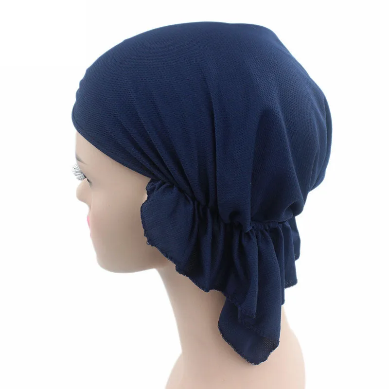 Для женщин дышащая шляпы для химиотерапии эластичные мусульманский тюрбан головы Кепки шляпы для сна душ Кепки s волосяной покров мягкий
