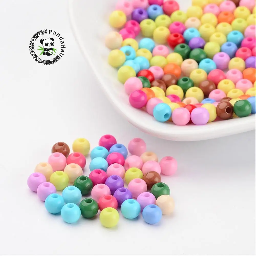 

solid snap acrylic ball beads, round, mixed color, 5mm, hole: 1mm
