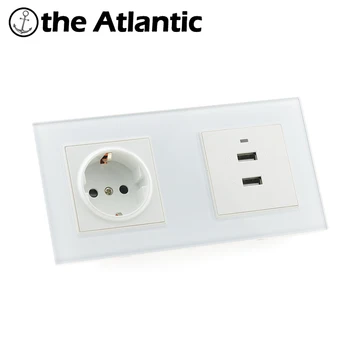 

Electric Socket+USB,TV,RJ45,HDMI Double Pop Socket Switch Wall Plug Socket Tempered Crystal Glass Panel USB Wall Power Socket