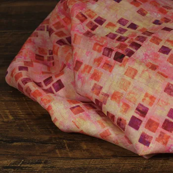 

High quality pure ramie fabric New Style Color Block Printing patchwork Fashion Summer clothes, Dresses and Shirts tissus