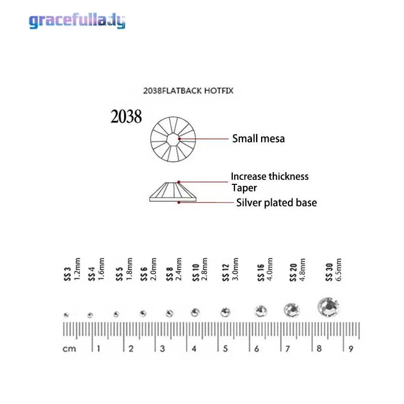 GSHA AB SS3-SS20 ногтей Стразы горячей фиксации, плоская задняя часть, с украшением в виде кристаллов Стекло Стразы для дизайна ногтей, украшения с драгоценными камнями 1440 шт./упак