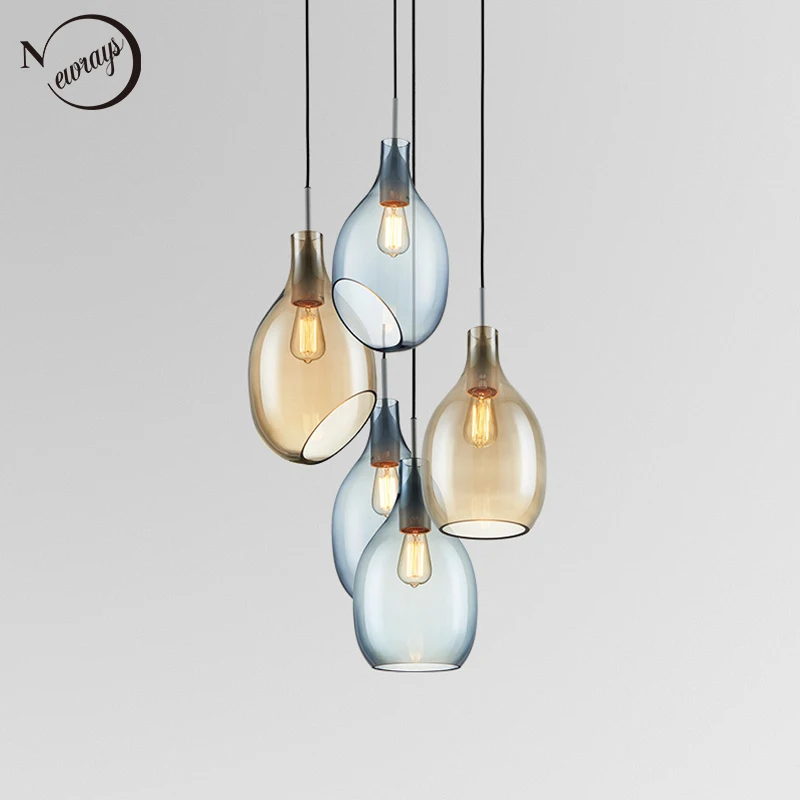 Nordic novelty glass pendant light LED E27 with 3 colors modern hanging lamp for home bedroom living room restaurant lobby hotel | Лампы и