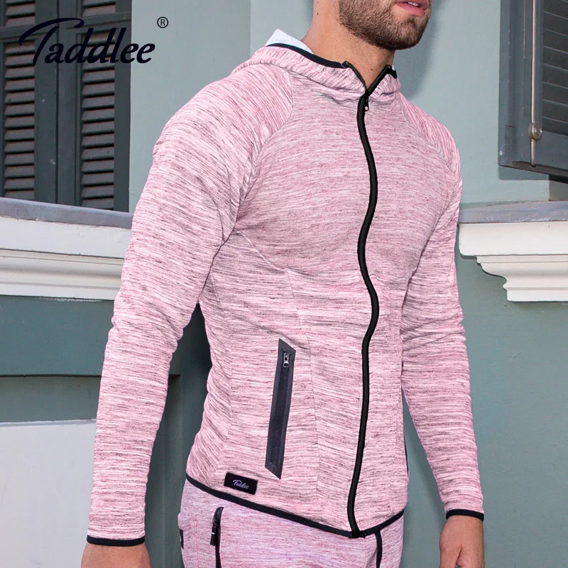 

Taddlee Brand Long Sleeve Hoodies Men's Stretch Casual Basic Active Apparel Tee Shirts Soft with Zipper Slim Fit