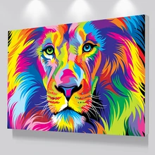Large Size Abstract Colorful HD Print Canvas Lion Animal Oil Paintings Modern Wall Art Posters For Living Room Home Decor