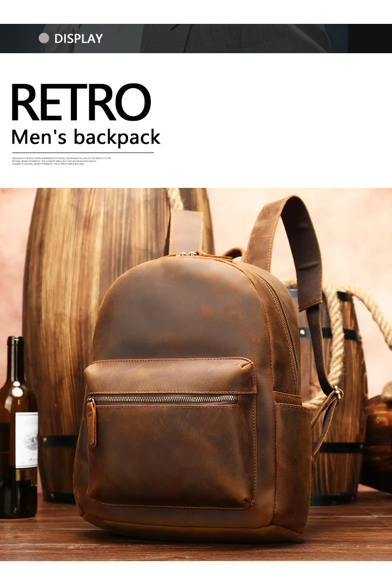 Известный бренд воловья кожа первый слой рюкзак мужской Компьютерная сумка винтажные школьные рюкзаки из натуральной кожи рюкзак мужской