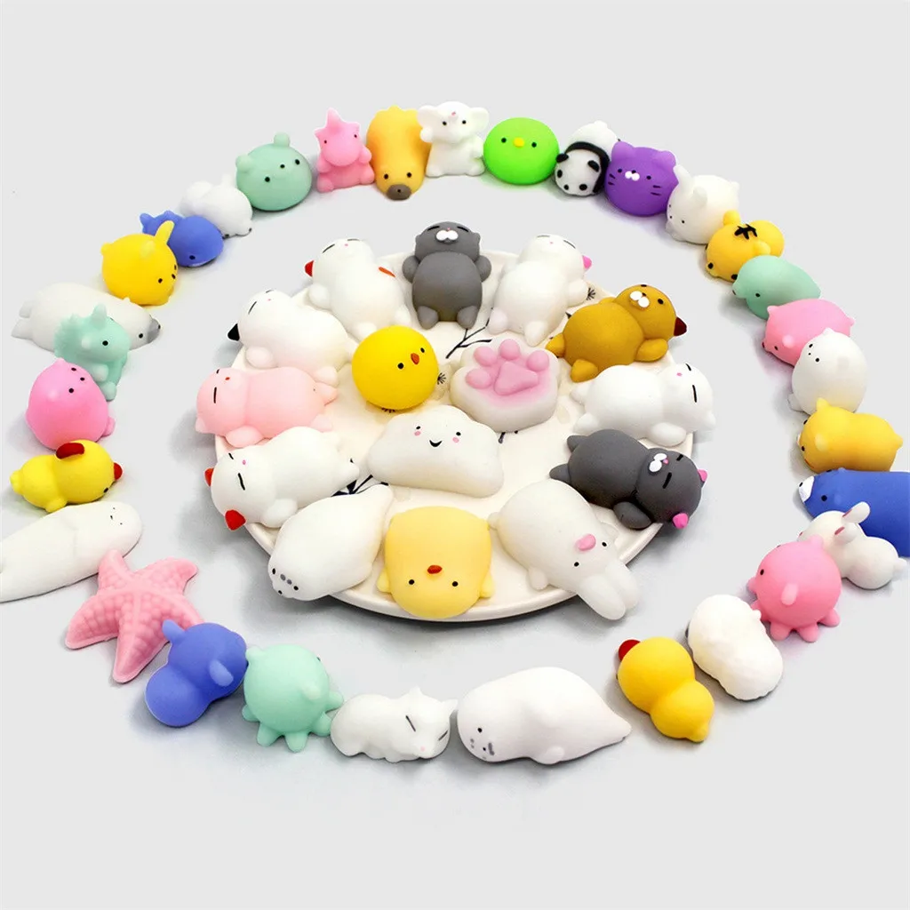 Мягкие игрушки Skuishy милые животные 40 шт. животные Squishies Mochi Squeeze игрушки мягкие Squishies антистресс животные игрушки для детей