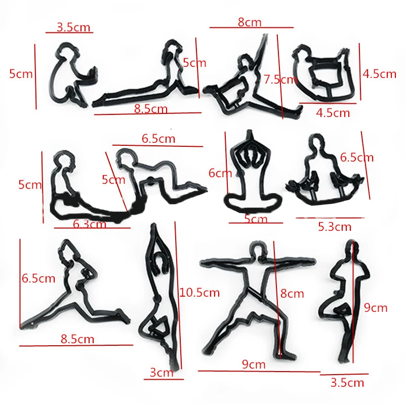 12pcs Yoga Cake Stamper Cutting Model Fondant Cake Cookie Chocolate Printing Mold Baking Surrounding Tool 5