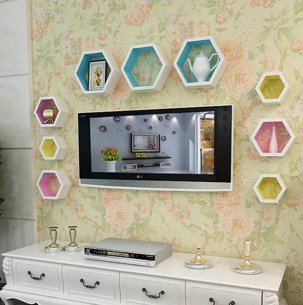 Creative Plaid Tv Background Wall Paint Decorative Storage Partition